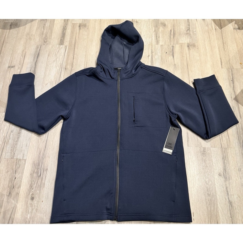 LEG3ND Men's M Navy Full Zip Hooded Hoodie Athletic Fit Moisture Wicking Pockets